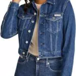 Calvin Klein Damen Cropped Jeansjacke 90's Denim Trucker mit Brusttaschen