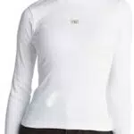 Calvin Klein Damen Langarmshirt Woven Label Rib Top Slim Fit