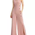 CHERFLY Damen Jumpsuit Elegant Ärmellos V-Ausschnitt mit Seitenschlitz und Taschen