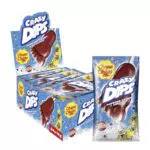Chupa Chups Crazy Dips Erdbeere, 24er Thekendisplay enthält Erdbeer-Lollis in Fußform mit Brausepulver & Knistereffekt