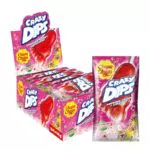 Chupa Chups Crazy Dips Erdbeere, 24er Thekendisplay enthält Erdbeer-Lollis in Fußform mit Brausepulver & Knistereffekt