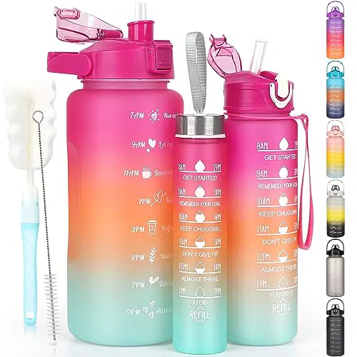 CodiCile Trinkflasche 2L mit Strohhalm, Auslaufsicher und BPA Frei für Sport und Outdoor