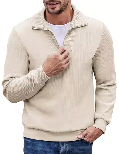 COOFANDY Herren Pullover Half Reißverschluss Langarm Business Troyer