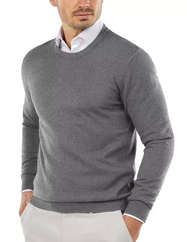 COOFANDY Herren Pullover Rundhalsausschnitt Baumwolle Slim Fit Business