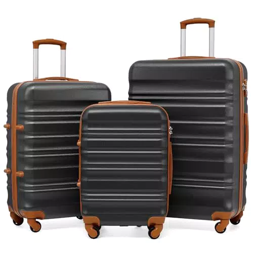 COOLIFE Hartschalen-Koffer Trolley Rollkoffer Reisekoffer mit TSA-Schloss und 4 Rollen