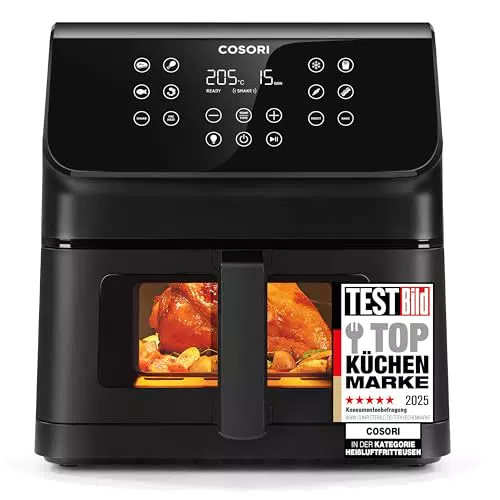 COSORI Heißluftfritteuse 6,2L mit Sichtfenster und Shake Reminder, energiesparend
