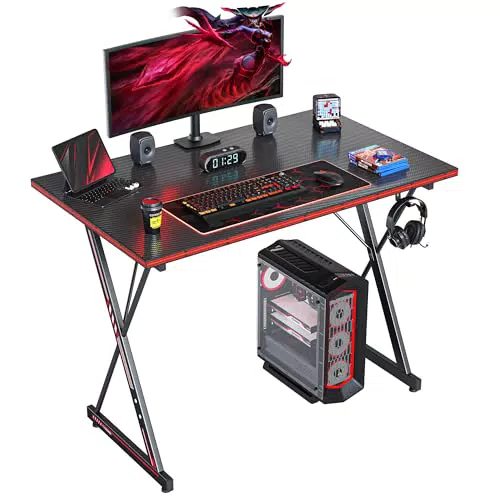 CubiCubi Gaming Schreibtisch mit Kopfhörerhaken und ergonomischem Design