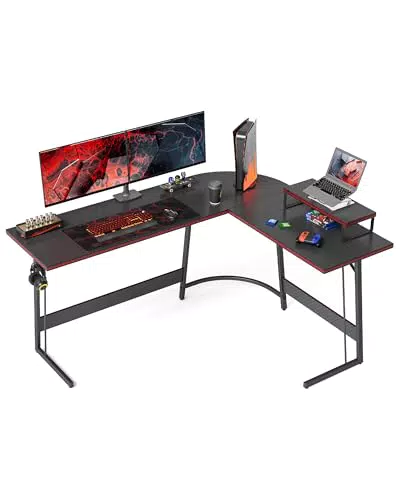 CubiCubi Gaming Tisch L-Form - Eckschreibtisch mit Monitorständer, platzsparend