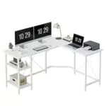 CubiCubi L-förmiger Schreibtisch mit Regalen für Homeoffice und Gaming