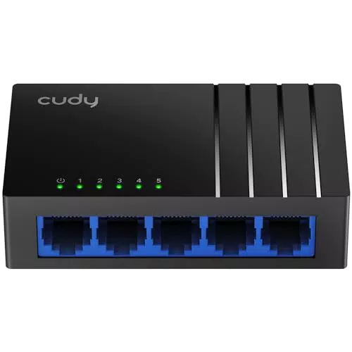 Cudy GS105D Gigabit LAN Switch 5-Port RJ45 Netzwerkverteiler Plug & Play