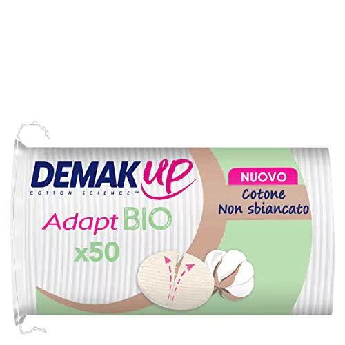 Demak'Up Adapt Bio Wattepads zum Abschminken - Gesicht und Augen - 100% natürliche organische und ungebleichte Baumwollfasern - GOTS zertifiziert - 50 Baumwolle