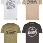 DENIMFY Herren T-Shirt Baumwolle Regular Fit Rundhals Kurzarm Logoprint