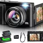 Digitalkamera 4K mit 48MP, 16X Zoom und klappbarem LCD für Anfänger und Kinder