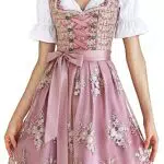 Dirndl Damen Midi Trachtenkleid mit Dirndlbluse und -schürze für Oktoberfest