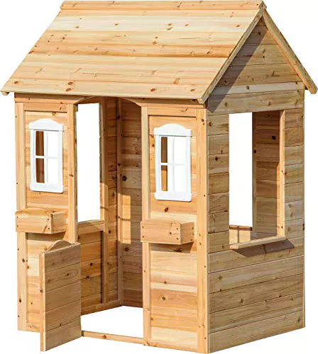 dobar® Spielhaus 94810FSCe aus Massiv-Holz für Kinder im Freien, wetterfest