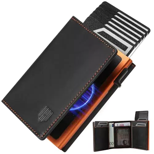 DODENSHA MagSnap Herren Slim Wallet mit Münzfach und RFID Schutz