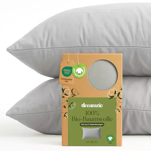 Dreamzie Kissenbezug aus 100% Bio-Baumwolle mit Reißverschluss - Oeko-Tex