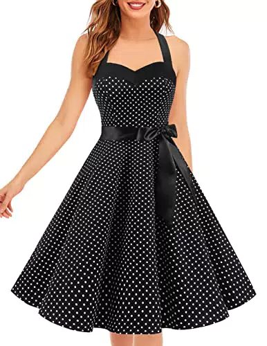 DRESSTELLS Cocktailkleid Damen Elegant Rockabilly Etuikleid Vintage Sommerkleid