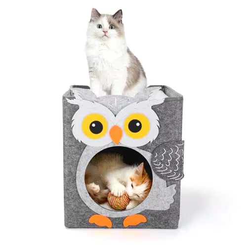 Dripex Katzenhöhle aus Filz mit Kissen – Kuschelhöhle für Katzen