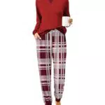 Ekouaer Damen Lang Schlafanzug Zweiteiliger Pyjama Set Rundhals Langarm