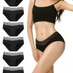 EKSHER Damen Unterhosen Baumwolle Sportunterwäsche Sexy Spitze Hipster