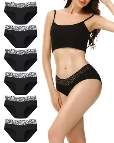 EKSHER Damen Unterhosen Baumwolle Sportunterwäsche Sexy Spitze Hipster