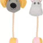 Felsy Spielzeug für Welpen – Maus und Nilpferd mit Ball und Seil