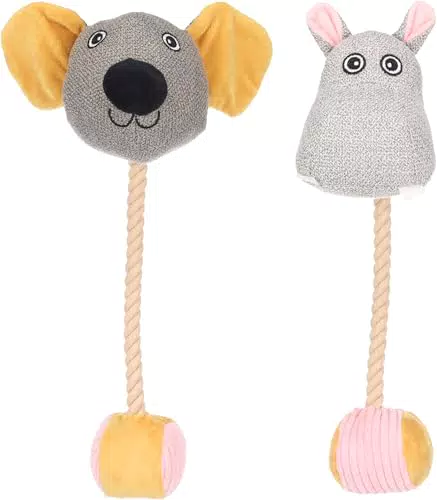 Felsy Spielzeug für Welpen – Maus und Nilpferd mit Ball und Seil