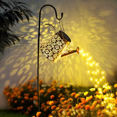 GIGALUMI Solarlampe für den Garten - Wasserdichte LED Gießkanne und Hängelaterne