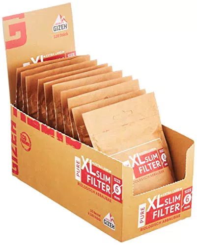 Gizeh Unbleached XL Slim Filter 6 mm – Biologisch abbaubar und extra lang