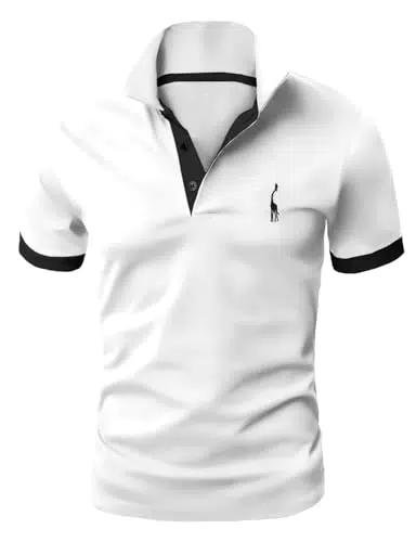 "GLESTORE Poloshirt für Herren mit Giraffenstickerei - Sommer Slim Fit Golf Sportshirt"