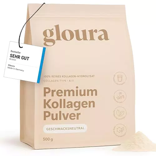 Gloura Collagen Pulver - 100 % reines Hydrolysat für Haut, Haare und Gelenke