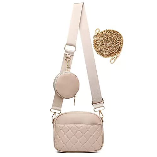 HAWILL Damen Umhängetasche für Handy mit breitem Gurt und Geldbörse, Leder Crossbody