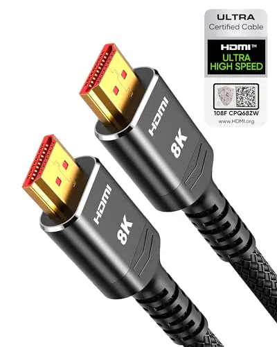 Highwings HDMI 2.1 Kabel - Zertifiziertes 10K 8K HDMI Kabel 48Gbps Ultra Highspeed 4K 120Hz eARC HDCP 2.2&2.3 DTS:X Dolby Atmos Kompatibel
