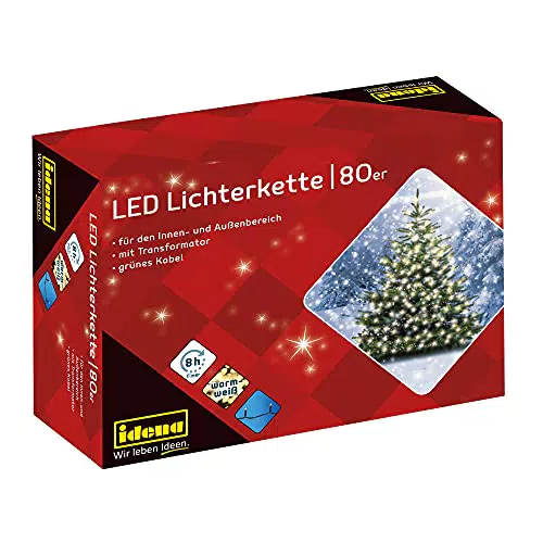 Idena LED Lichterkette 15,9 m mit Timer für Innen & Außen Deko