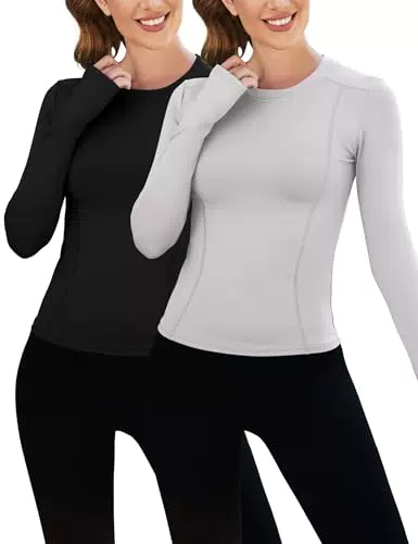 IECCP Langarm Sportshirts Damen - Laufshirt mit Reißverschluss und Daumenlöchern