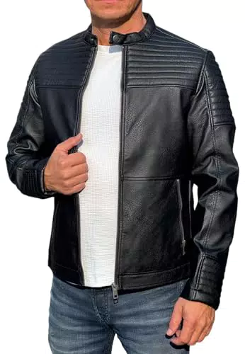 JACK & JONES JCOSMITH Herren Kunstlederjacke Biker Jacket