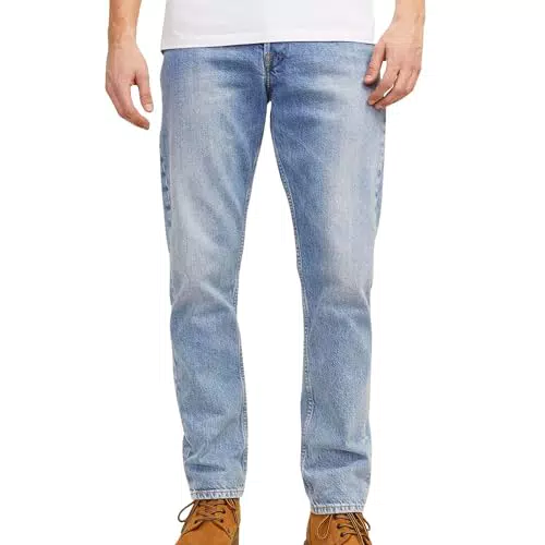 JACK & JONES Straight Leg Jeans Loose Fit Relaxed Denim Vintage Style mit Knopfleiste JJICHRIS JJORIGINAL