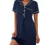 Jahetuul Nachthemd Damen Kurzarm Baumwolle Schlafshirt Sommer Nachtwäsche
