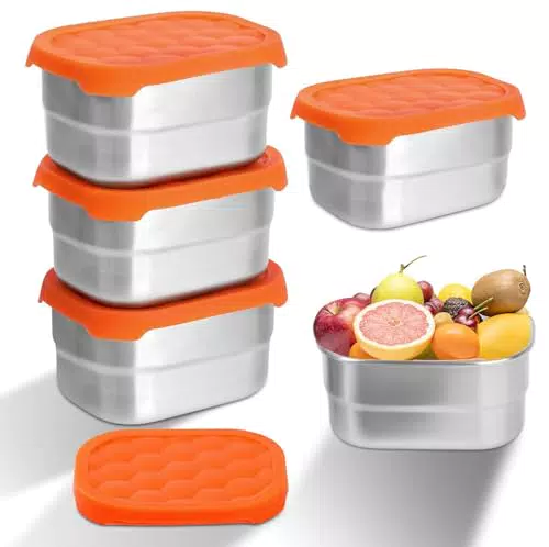 Edelstahl Jausenbox mit Silikondeckel – wiederverwendbarer Lebensmittelbehälter