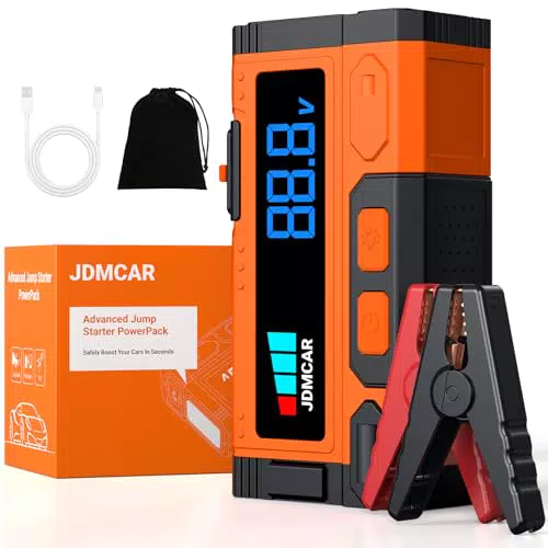 JDMCAR Powerbank Starthilfe 5000A 12V für Benzin- und Dieselautos mit LCD & LED