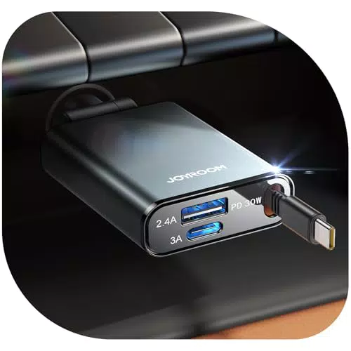 JOYROOM 57W Einziehbarer Zigarettenanzünder USB C – 3-in-1 Autoladegerät