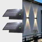 JZCDR Solar Wandleuchte Außen, LED in 2 Beleuchtungsmodi, wasserdicht