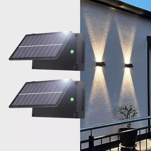 JZCDR Solar Wandleuchte Außen, LED in 2 Beleuchtungsmodi, wasserdicht