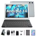 KADYBE Android 14 Tablet 10 Zoll, 64GB ROM, Octa-Core, WLAN 6, 1080FHD, GPS