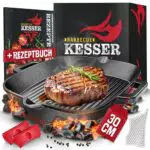 KESSER® Gusseisen Grillpfanne Induktion für Gasgrill und Backofen - Steakpfanne mit Zubehör