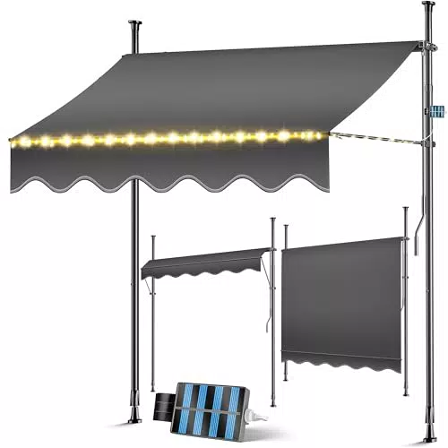 KESSER® Klemmmarkise mit Handkurbel – UV-beständig und wasserabweisend, einfache Montage