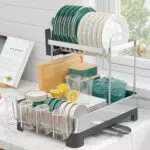 Kitsure Abtropfgestell Geschirr – 2-Tier rostfreies Geschirrabtropfgestell für Küchen