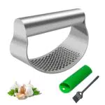 Zyliss Knoblauchpresse Wippe aus Edelstahl mit Silikon Schäler für die Küche