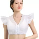 KOSMEEU Dirndlbluse Damen V-Ausschnitt Trachtenbluse Spitzenbluse